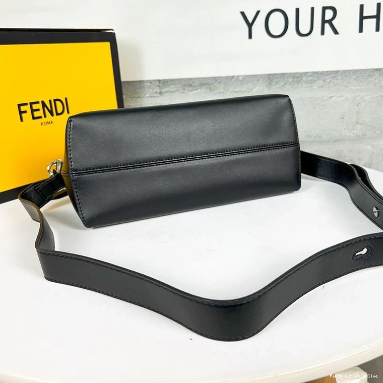 Cheap Black The ROMA Fendi Boston In Medium Bag Leather By Calf Logo Way 0728